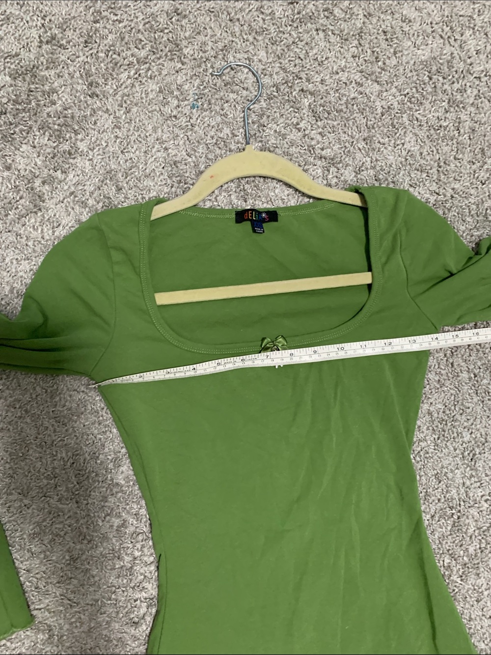Delias Green Square Neck Long Sleeve Mini Dress - Picture 7 of 9
